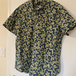 Floral Blue and Yellow Men's Shirt
